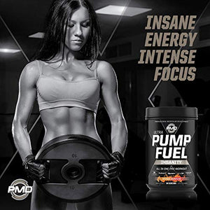 PMD Sports Ultra Pump Fuel Insanity - Pre Workout Drink Mix for Energy, Strength, Endurance, Muscle Pumps and Recovery - Complex Carbohydrates and Amino Energy - Miami Sunrise (30 Servings)