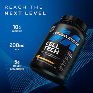 Creatine Monohydrate Powder | MuscleTech Cell-Tech Creatine Powder | Post Workout Recovery Drink | Muscle Builder for Men & Women | Musclebuilding Supplements | Tropical Citrus Punch, 3 lbs (27 Serv)