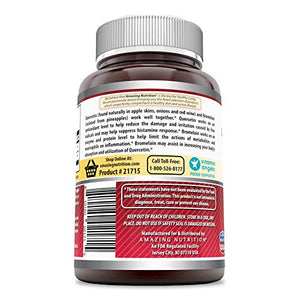 Amazing Nutrition Quercetin 800 Mg with Bromelain 165 Mg Veggie Capsules - Anti-oxidant and Anti-inflammatory Properties - Supports Heart Health, Joint Health, Respiratory Health (240 Count)