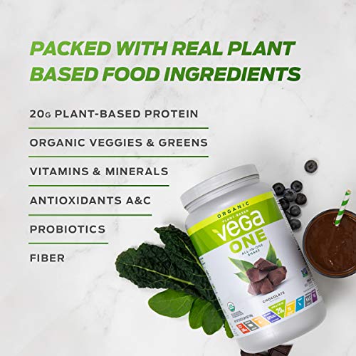 Vega One Organic, French Vanilla, Meal Replacement Protein Powder, Vegan, Plant Based, Superfood, Vitamins, Probiotics, Dairy Free, Gluten Free, Pea Protein for Women and Men, 3.6 Pounds (43 Servings)