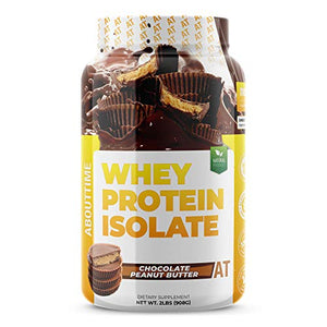 About Time Whey Protein Isolate Chocolate Peanut Butter 2lb - 25g Protein, Non-GMO, 0g Fat, 0g Sugars, No Artificial Sweeteners, 32 Servings