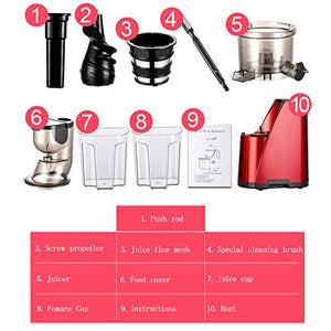 150W Electric Slow Juicer Masticating Juicer Machine, Quiet Motor Cold Press Juicer Extractor with Brush, CE FCC CCC