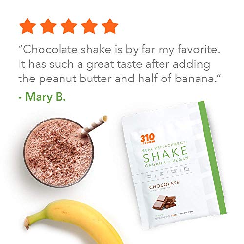 Vegan Organic Plant Protein Powder and Meal Replacement Shake - By 310 Nutrition - Gluten, Dairy and Soy Free - 0g of Sugar | Keto and Paleo Friendly… (Chocolate, 1 Serving)