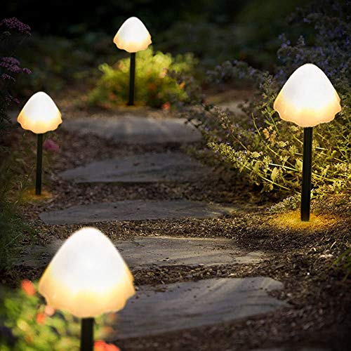 Outdoor Solar Garden Lights, Set of 12 Mini Solar Mushroom Light Outdoor Waterproof Cute Mushroom Shaped Pathway Landscape Lights for Yard Patio Garden Party Wedding Festival Decoration (Warm White)