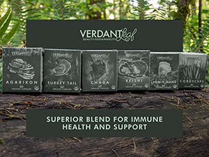 Verdant Leaf Organic Lions Mane Mushroom Supplement – Improves Memory, Recall, Concentration, Mood, Energy, Clarity & Creativity, Immune Boosting, Non-GMO, Vegan, Gluten Free - 60 Capsules