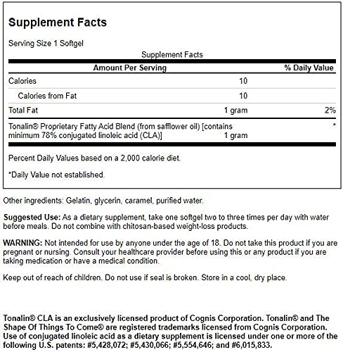 Swanson Tonalin Cla (Safflower Oil Blend) 1000 Milligrams 180 Sgels