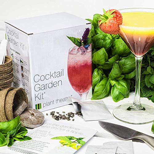 Plant Theatre Cocktail Herb Garden Kit - Grow 6 Varieties of Plants for Cocktails with Seeds, Starter Pots, Planting Markers and Peat Discs - Gardening Gifts for Women & Men﻿