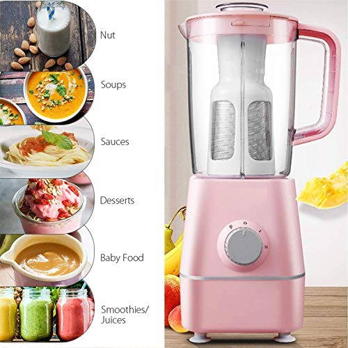 XYWCHK Blender Juicer Slow Juicer Slow Masticating Juicer Cold Press Juicer Vegetable Fruit Extractor with Quiet Motor/Reverse Function/Juice Jug (Color : Pink)