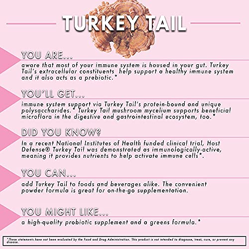 Host Defense, Turkey Tail Mushroom Powder, Supports Immune Health, Certified Organic Supplement