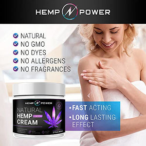 Hemp Power Joint Muscle Relief Cream, with Hemp, Menthol, MSM Arnica, Support Your Back, Muscles, Joints, Neck, Shoulder, Knee, Nerves - 2 Fl Oz