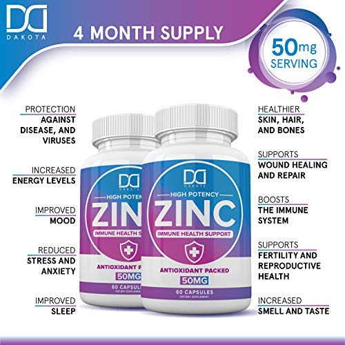 Zinc Supplements 50mg Picolinate for Kids Adults Chelated Zink Vitaminas Organic Vitamin Capsules Lozenge Chewable Tablets for Men Women for Immune Support