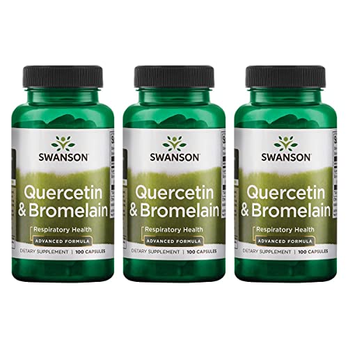 Swanson Quercetin & Bromelain-Promote Respiratory Health Support-Aid Seasonal Immune System Health-Support Cholesterol Levels Already w/i Normal Range 100 Caps (250mg Quercetin/78mg Bromelain) 3 Pack