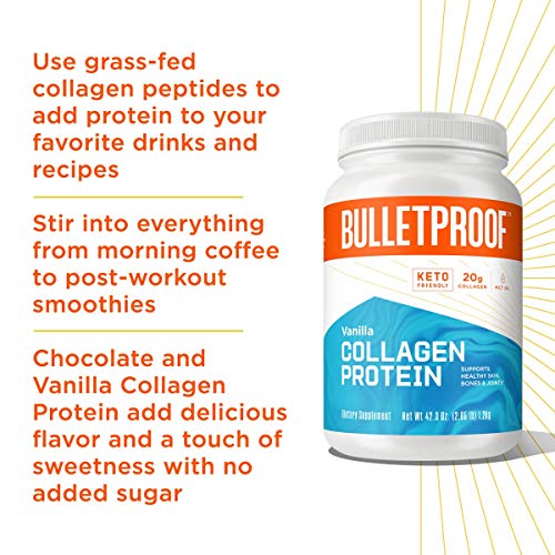 Vanilla Collagen Protein Powder with MCT Oil, 19g Protein, 42.3 Oz, Value Size, Bulletproof Collagen Peptides and Amino Acids for Healthy Skin, Bones and Joints