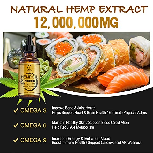 (2 Pack) 12000000MG Hemp Oil Extract for Stress Relief and Better Sleep - Aceite de Cáñamo, Immune Support - Best Pure Natural Organic Hemp Oil Extract - Rich in Omega 3-6-9, Non-GMO