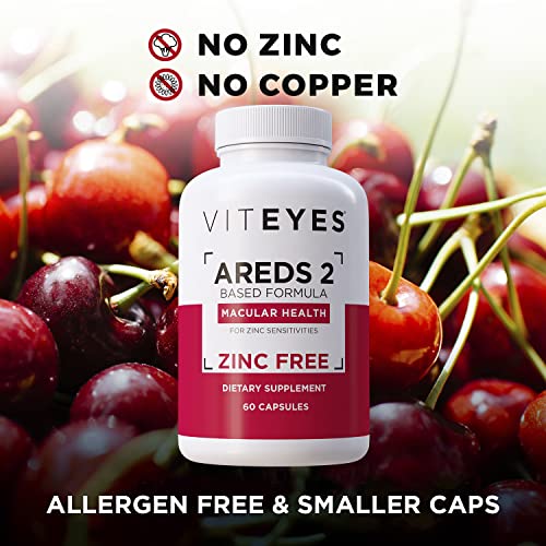 Viteyes AREDS 2 Zinc Free Capsule Macular Health Formula Capsules, Natural Vitamin E, No Zinc, No Copper, Eye Vitamin, Smaller Capsules, Vision Protection, 60 Capsules
