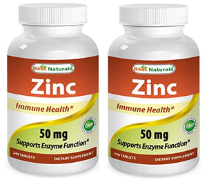 Best Naturals Zinc Supplement as Zinc Gluconate 50mg 240 Tablets Pack of 2