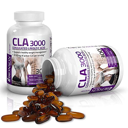 Bronson CLA 3000 Extra High Potency Supports Healthy Weight Management Lean Muscle Mass Non-Stimulating Conjugated Linoleic Acid 300 Softgels