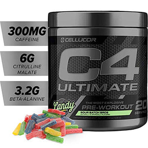 C4 Ultimate Pre Workout Powder Sour Batch Bros | Sugar Free Preworkout Energy Supplement for Men & Women | 300mg Caffeine + Beta Alanine + Creatine | 20 Servings