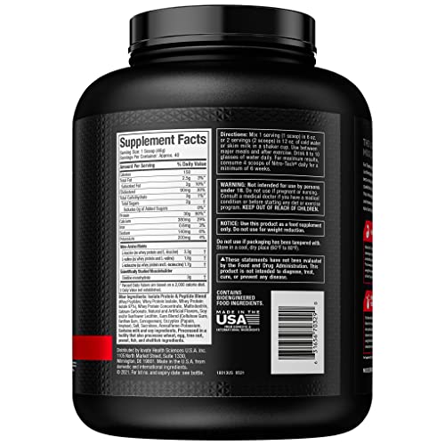 Whey Protein Powder | MuscleTech Nitro-Tech Whey Protein Isolate & Peptides | Lean Protein Powder for Muscle Gain | Muscle Builder for Men & Women | Sports Nutrition | Vanilla, 4 lb (40 Servings)
