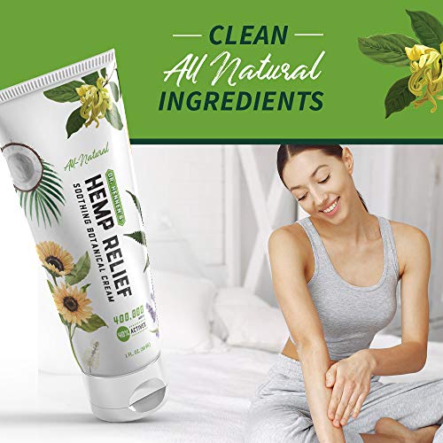 Dr. Hennen's Hemp Relief Cream for Muscles, Joints and Back, Extra Strength 400,000 mcg 40% Actives with Shea Butter, Sunflower, Aloe Vera, Peppermint, Frankincense, Lavender, More Essential Oils
