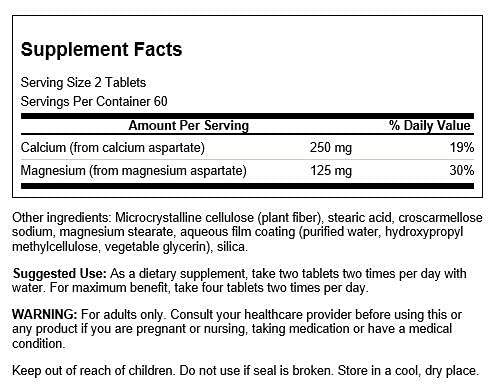 Swanson Calcium/Magnesium (Aspartate Complex) 120 Tabs (3 Pack)