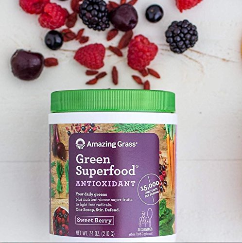 Amazing Grass Greens Blend Antioxidant: Super Greens Powder with Spirulina, Beet Root Powder, Elderberry & Probiotics, Sweet Berry, 60 Servings (Packaging May Vary)