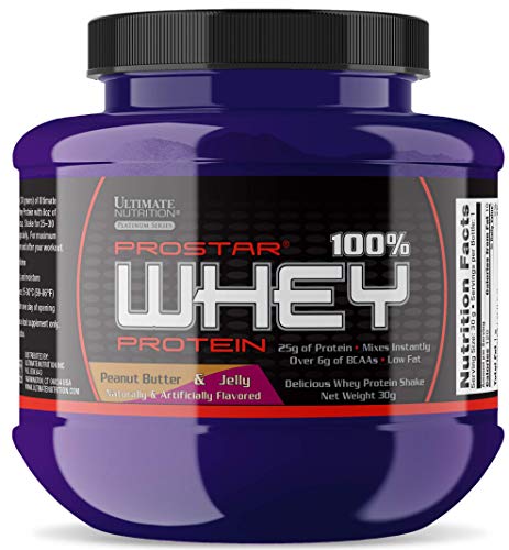 Ultimate Nutrition Prostar Whey Protein Powder Blend of Whey Concentrate Isolate and Peptides – Low Carb, Keto Friendly, 25 Grams of Protein - Single Serving, PB&J, Sample Size