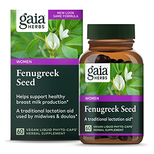 Gaia Herbs Fenugreek Seed, Vegan Liquid Capsules, 60 Count - Lactation Supplement with Organic Fenugreek to Optimize Breast Milk Production