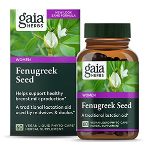 Gaia Herbs Fenugreek Seed, Vegan Liquid Capsules, 60 Count - Lactation Supplement with Organic Fenugreek to Optimize Breast Milk Production