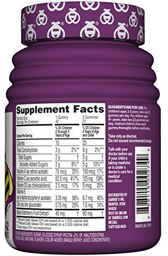 Zarbee's Naturals Children's Elderberry Immune Support with Vitamin C & Zinc, Natural Berry Flavor, 42 Gummies