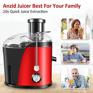 110V Juicer Machines Vegetable and Fruit, Red Centrifugal juicers Best Sellers Easy to Clean with Brush, Juice Extractor Machine with Wide Mouth Feed Chute, Multi Speed Control