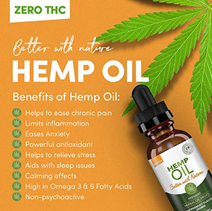 Hemp Oil 250mg for Fast Relief :: Anxiety, Inflammation, Pain, Sleep, Nausea, Depression :: MCT Oil Packed with Omega 3,6 Fatty Acids :: Better with Nature 30 Day Supply :: Peppermint Flavor