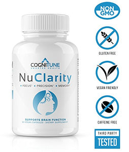 NuClarity - Premium Nootropic Brain Supplement - Focus, Energy, Memory Booster - Mental Clarity & Cognitive Support - Ginkgo Biloba, Bacopa Monnieri, Alpha-GPC, Phosphatidylserine, Rhodiola Rosea