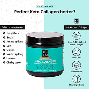 Perfect Keto Collagen Protein Powder with MCT Oil - Grassfed, GF, Multi Supplement, Best for Ketogenic Diets, Use as Keto Creamer, in Coffee and Shakes for Women & Men (Cinnamon Toast)