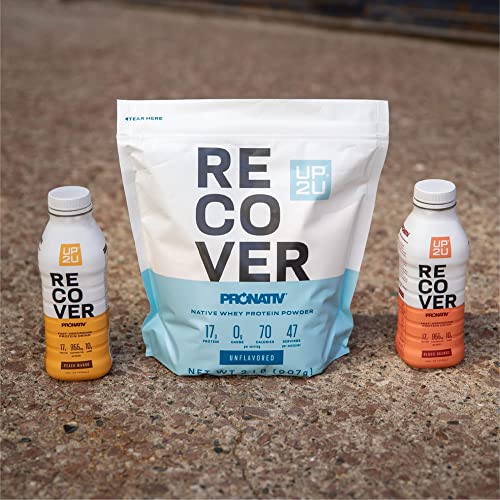 UP 2U Recover Native Whey Protein Powder, Unflavored, 2 lb (47 Servings) | US Farms, 1 Ingredient, Certified for Sports, Muscle Recovery in 30 Minutes, Backed by Science, No Carbs, Lactose Free