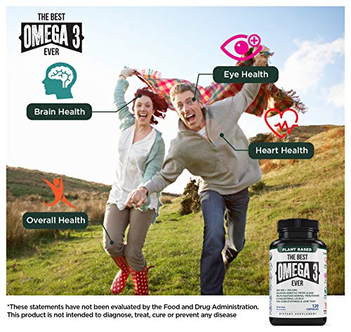 The Very Best Vegan Omega 3 Supplement - 120 Capsules - Vegan Algae Omega 3 Supplement Alternative - Plant Based Fish Oil Alternative- DHA & EPA Supplement - Made in The USA - Heart Stress Relief