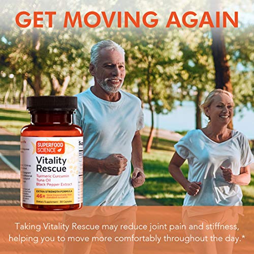 Superfood Science Turmeric Curcumin Supplement with Black Pepper and Omega 3 Fish Oil, High Absorption Turmeric Supplement with Bioperine for Joint and Inflammatory Support, Non GMO, 30 Capsules