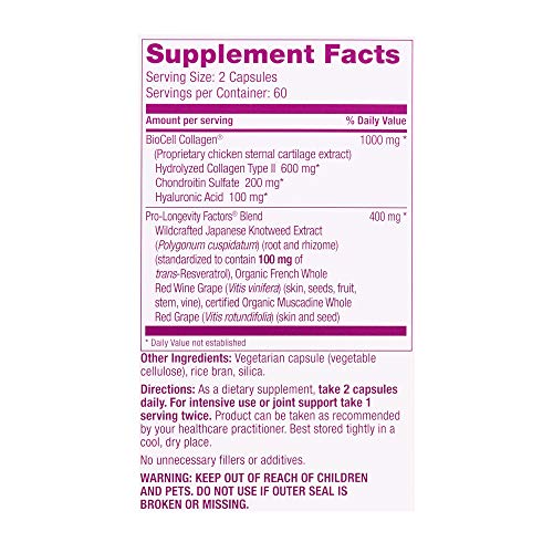 Reserveage, Collagen Booster, Skin and Joint Supplement, Supports Healthy Collagen Production, 120 capsules (60 servings)