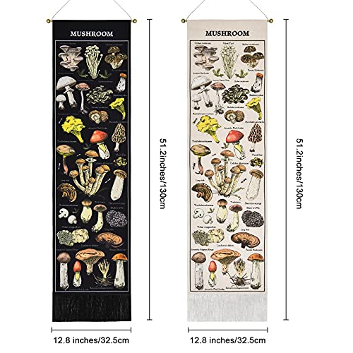 2 Pack Tapestry Mushroom Tapestry Black Background Tapestry Colorful Tapestry Vertical Tapestry Wall Hanging for Bedroom(12.8 x 51.2 inches)