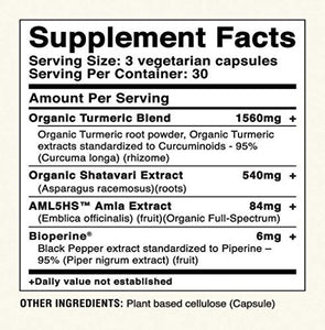 Avira Organic Turmeric Shatavari – Super Fusion With Amla, Curcumin And Bioperine, Helps Support Immune And Reproductive Function, Enhanced Absorption, Max Strength-2190mg Per Day Intake