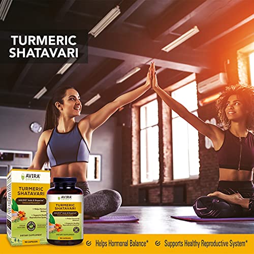 Avira Organic Turmeric Shatavari – Super Fusion With Amla, Curcumin And Bioperine, Helps Support Immune And Reproductive Function, Enhanced Absorption, Max Strength-2190mg Per Day Intake