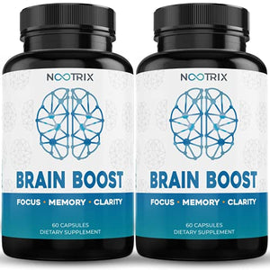 Brain Boost by Nootrix - (2-Pack) 120 Capsules - Premium Nootropic Supplement - Improves Cognitive Function & Memory, Enhances Focus, Boosts Concentration & Provides Clarity for Men and Woman