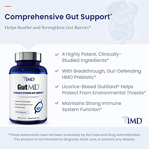 1MD GutMD - L-Glutamine and Prebiotic for Gut Integrity | Promote Digestive Tract Health | 90 Capsules