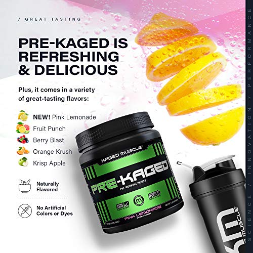 Pre Workout Powder; KAGED MUSCLE Preworkout for Men & Pre Workout Women, Delivers Intense Workout Energy, Focus & Pumps; One of the Highest Rated Pre-Workout Supplements, Krisp Apple, Natural Flavors