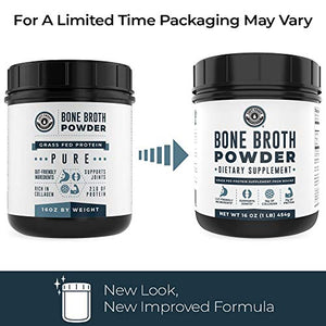 Bone Broth Protein Powder Grass Fed Beef Unflavored. Rich in Collagen, Glucosamine, Gelatin, Paleo Protein Powder, Gut-Friendly*, Non-GMO Ingredients, Dairy-Free Protein Powder