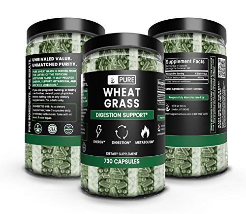 Wheat Grass Capsules 730 Capsules (900 mg/Serving), Digestion, Energy, 8 Month Supply
