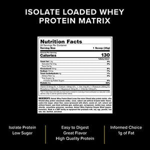 Animal Whey Isolate Whey Protein Powder – Isolate Loaded for Post Workout and Recovery – Low Sugar with Highly Digestible Whey Isolate Protein - Brownie Batter - 2 Pounds