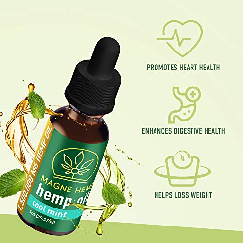 MAGNEHEMP - 1,500,000MG Cool Mint Flavored Hemp Oil Extract for Pain & Stress, Hemp Oil Drops for Better Sleep