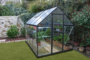 Palram 6x8 Hybrid Hobby Greenhouse, 6' x 8' x 7', Gray