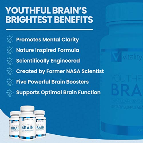 Youthful Brain | Memory & Brain Health Support Supplement - Doctor Formulated Brain Booster with Bacopa Monnieri, Ginkgo Biloba, B12 - Easy to Swallow Tablets - 30-Day Supply (60 Count)